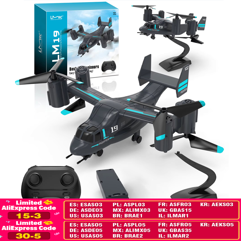 Kids Toys Under $10 - LM19 リモコンヘリコプタードローン 480P カメラ戦闘機クアッドコプターオスプレイ航空機 RC ドローン子供のための子供飛行機おもちゃギフト