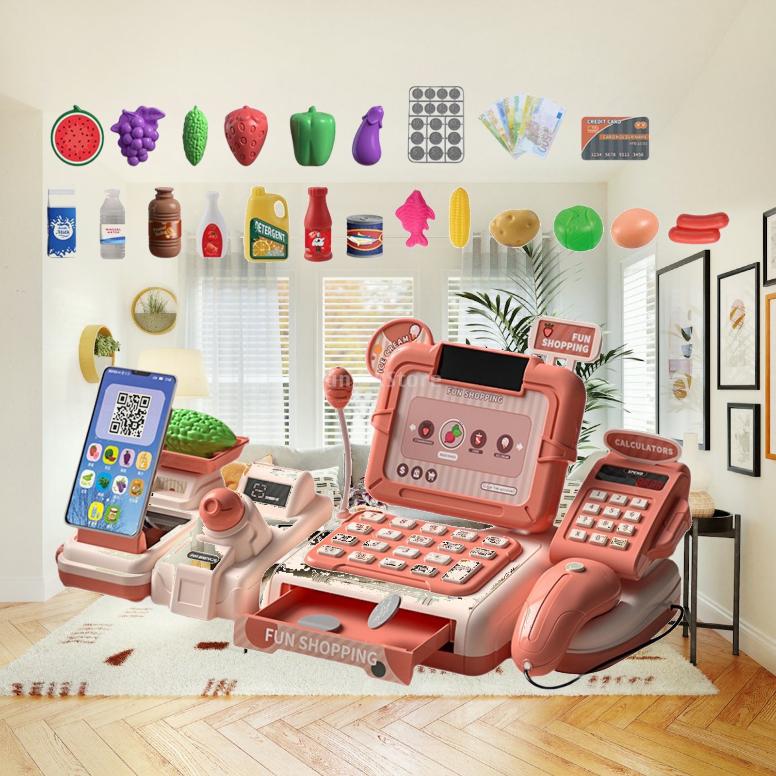 Kids Toys Store - スーパーマーケットストアのおもちゃ レジごっこ遊びセット ストアキッズ スーパーマーケットレジごっこ遊びセット 子供用 誕生日プレゼント