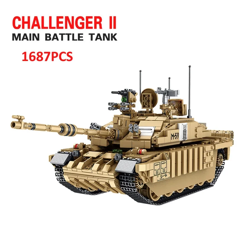 Kids Toys Uk - 1687 個軍用戦車英国チャレンジャー II 主力戦車ビルディングブロックモデル兵士レンガ WW2 陸軍おもちゃキッズ子供ギフト