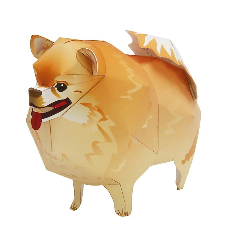 Kids Toys Dog - 子供と大人のためのミニ3Dペーパークラフト,ポメラニアン犬,折りたたみ式折り紙アート,手作りクラフトおもちゃ,QD-013