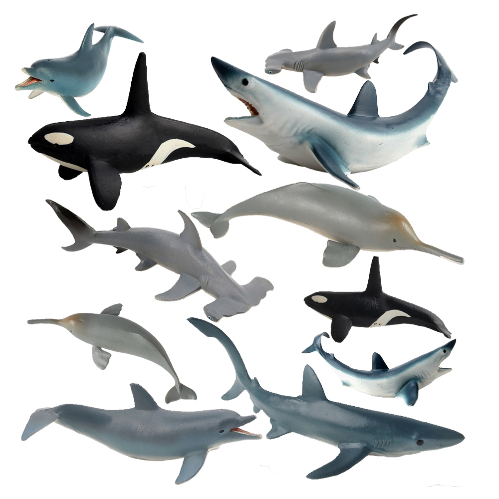 Kids Toys Under $10 - 絶滅危惧種の海洋動物の置物キラー サメ シャチ ベルーガ クジラ イルカ