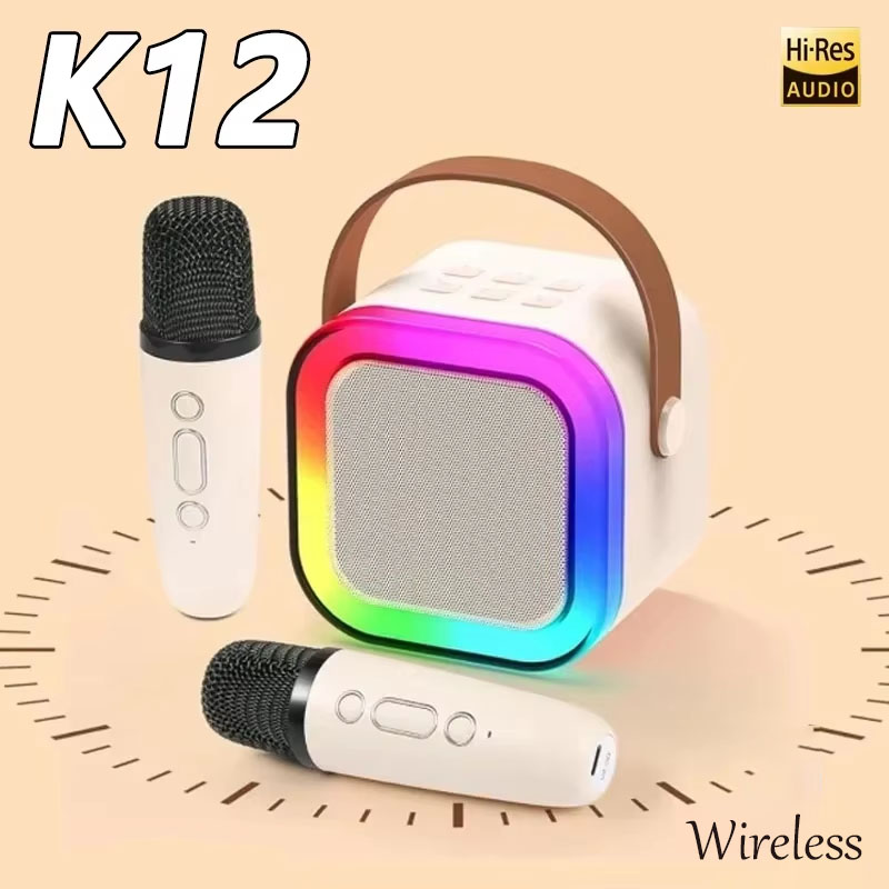 Kids Microphone Karaoke - ワイヤレスカラオケマシンK12,ポータブルミニマイク,Bluetooth 5.3,子供用スピーカー,RGBライト,オーディオ,家庭用,KTV,子供用クリスマスプレゼント