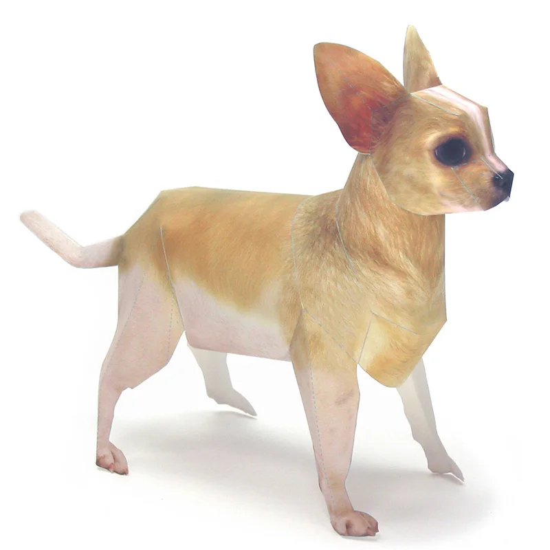 Kids Toys Dog - チワワ犬折り紙アートペットペーパーモデル、リアルな動物、ミニかわいい3Dペーパークラフト、DIY子供と大人の手作りクラフトおもちゃ、私たち-037