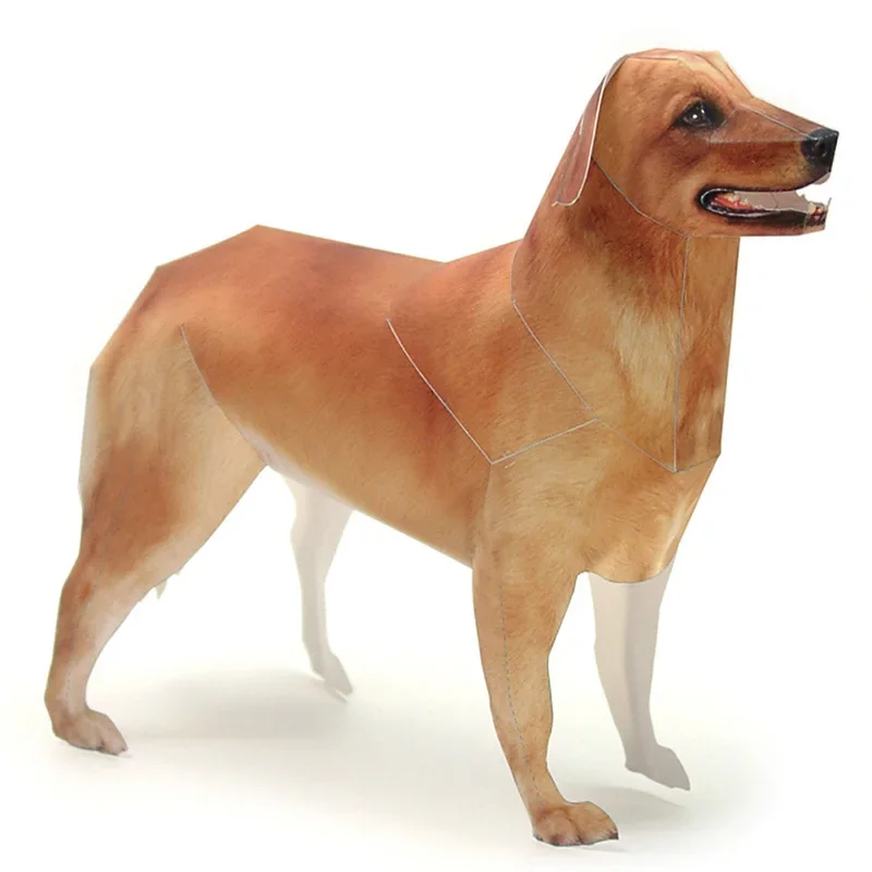 Kids Toys Dog - ゴールデンレトリバー犬紙モデルリアルな動物ミニ折り紙アートかわいい 3D ペーパークラフト DIY 子供大人手作りクラフトおもちゃ WE-029