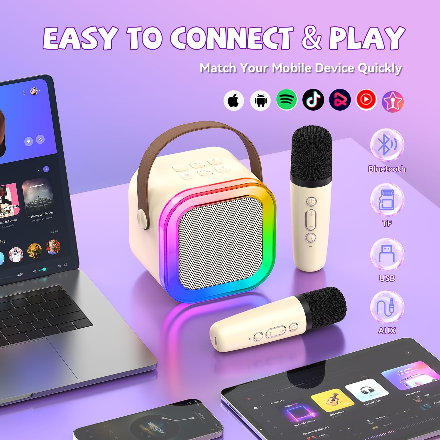Kids Microphone Karaoke - Haomuren オリジナル Bluetooth カラオケマシン 大人用 子供用