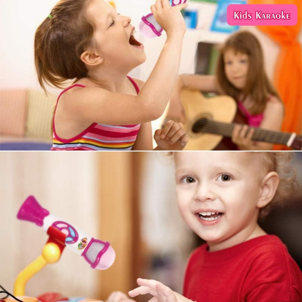 Kids Microphone Karaoke - 子供用ボイスチェンジャーカラオケマイク、録音・音楽再生機能付き、カラフルなライト、男の子・女の子向けギフト、子供パーティー用歌うマイク