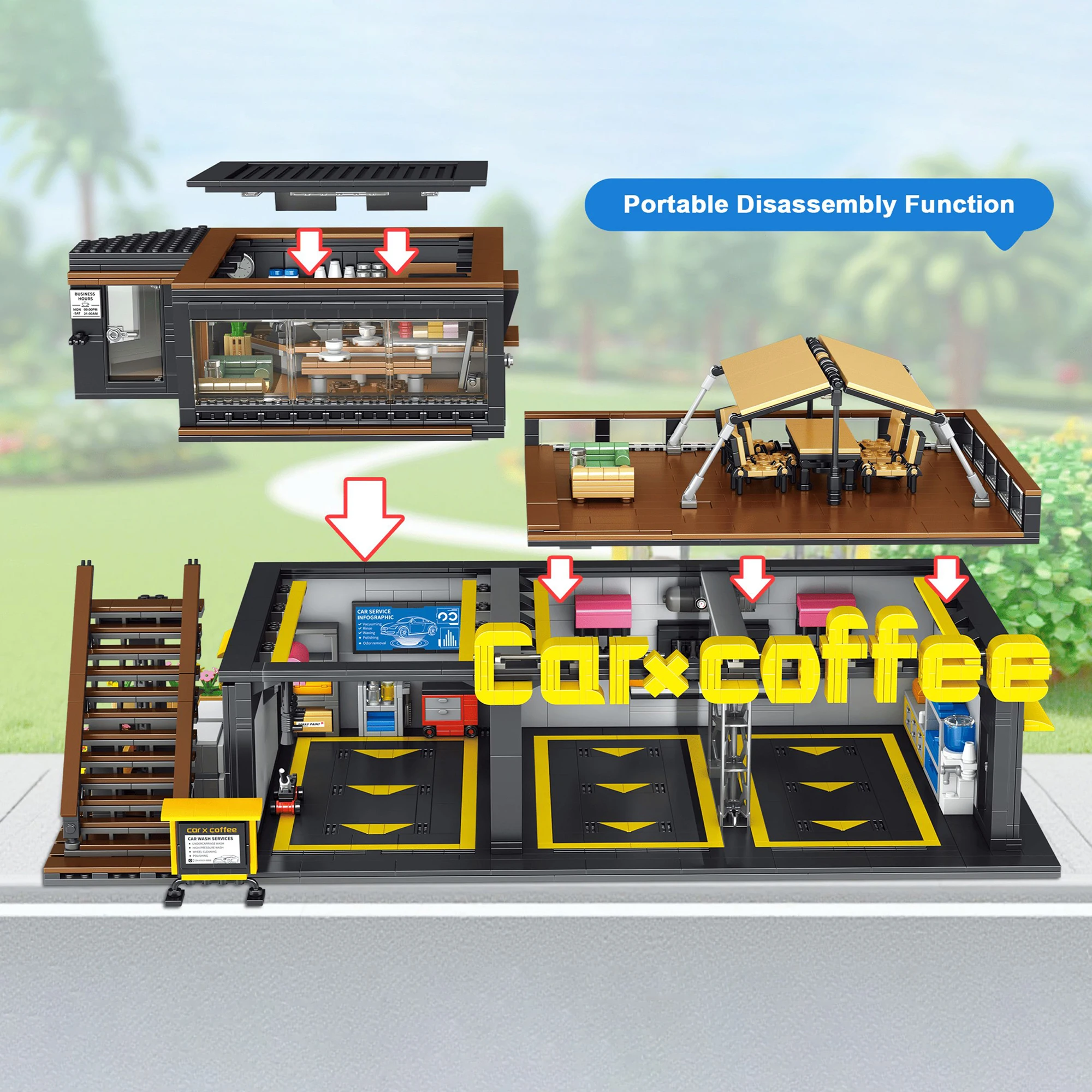 コーヒー自動車修理工場コーヒー車クラブビルディングブロック2 - Kids Toys Store のレビューと価格
