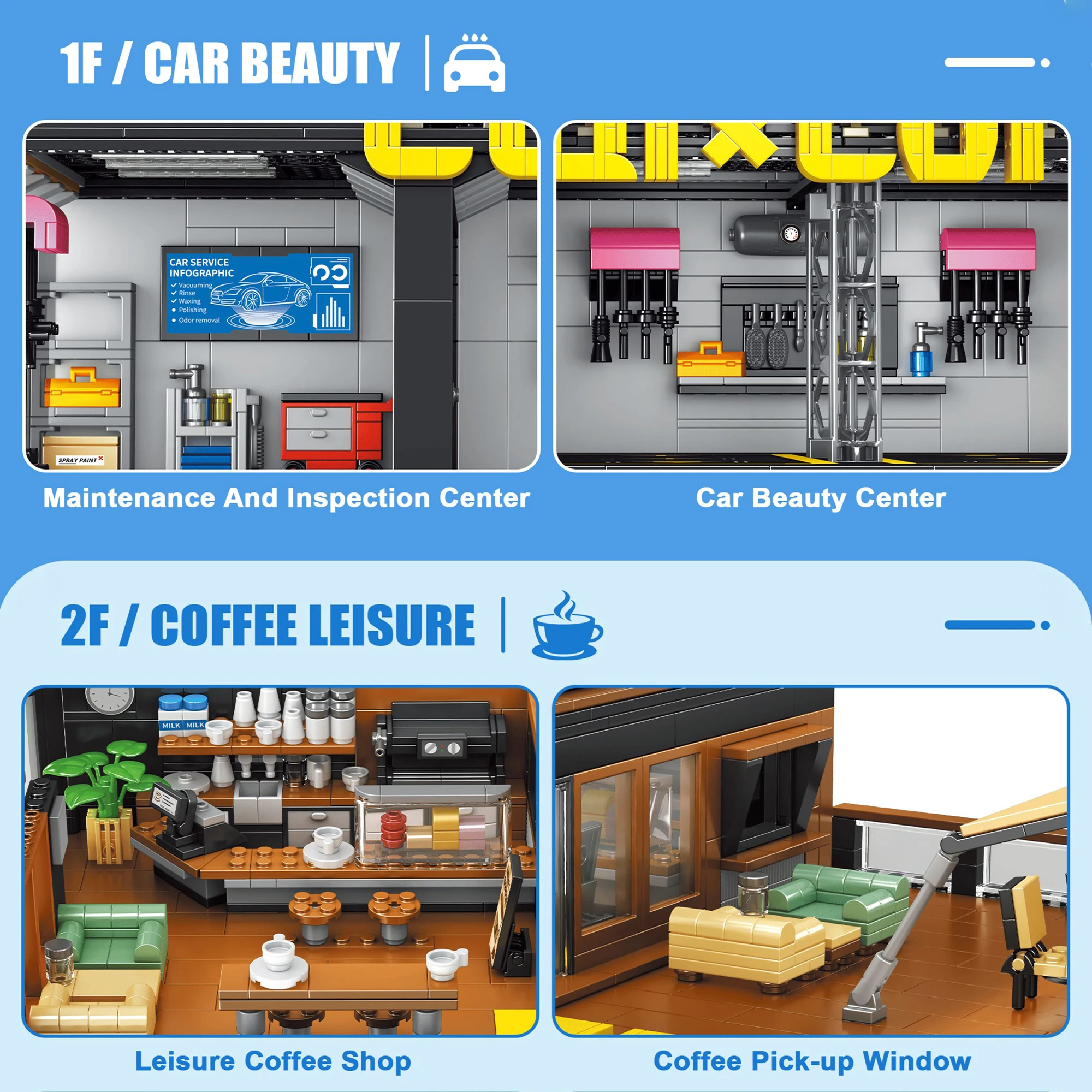 コーヒー自動車修理工場コーヒー車クラブビルディングブロック2 - Kids Toys Store のレビューと価格