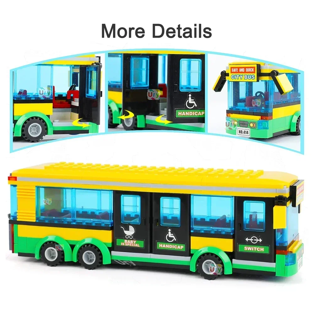 バスシティ英国ロンドン黄色旅客スクールバス駅ビルディングブロ - Kids Toys Uk のレビューと価格