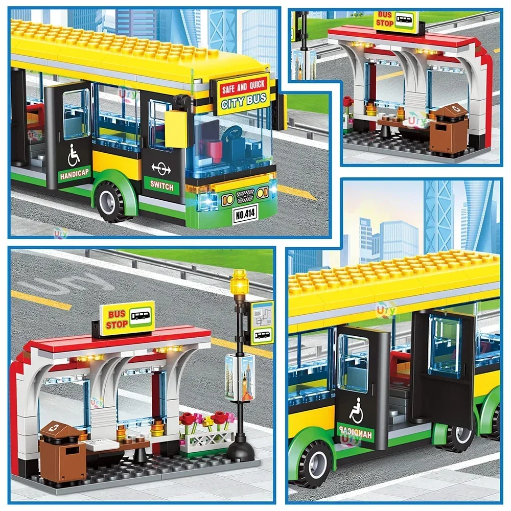 バスシティ英国ロンドン黄色旅客スクールバス駅ビルディングブロ - Kids Toys Uk のレビューと価格