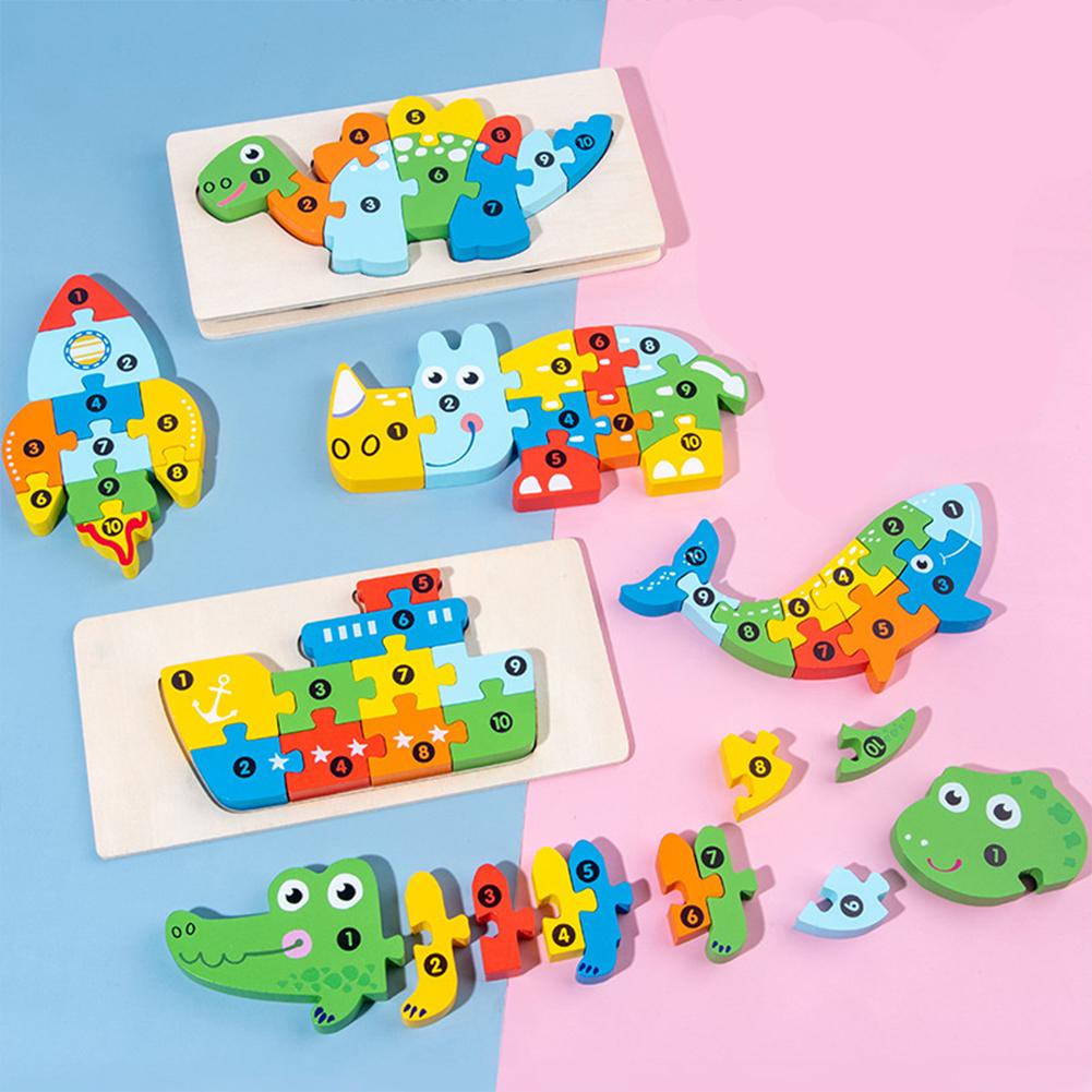 3D 木製パズル教育漫画動物早期学習認知知能パズルゲーム子供 - Kids Toys Store のレビューと価格