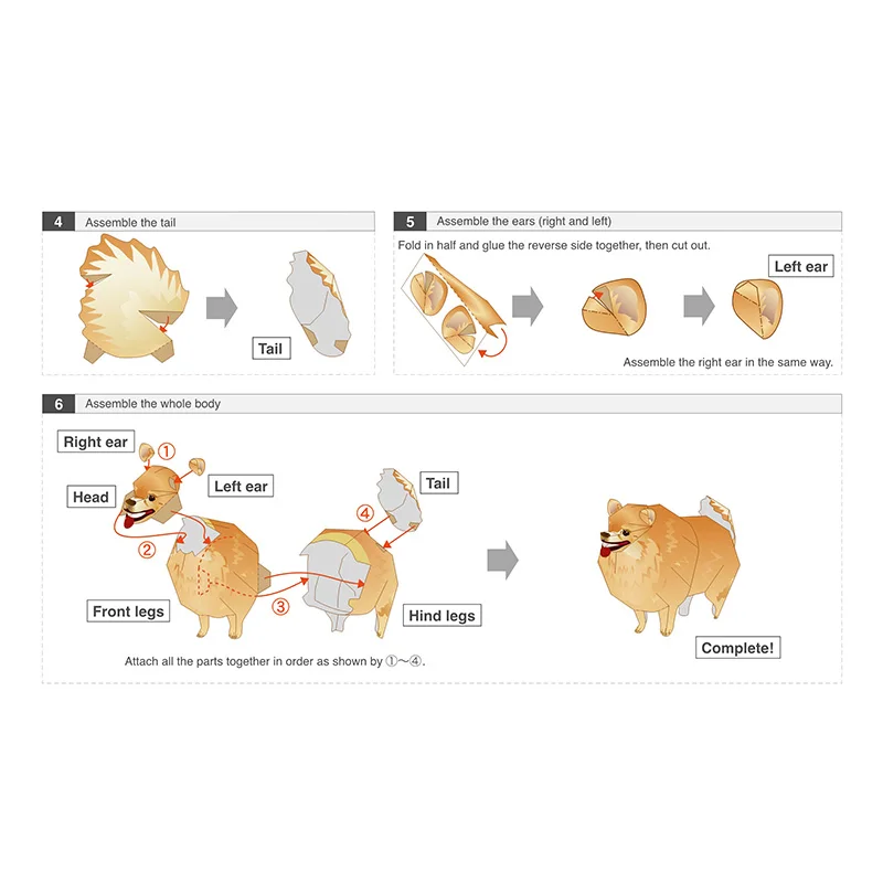 子供と大人のためのミニ3Dペーパークラフト,ポメラニアン犬, - Kids Toys Dog のレビューと価格