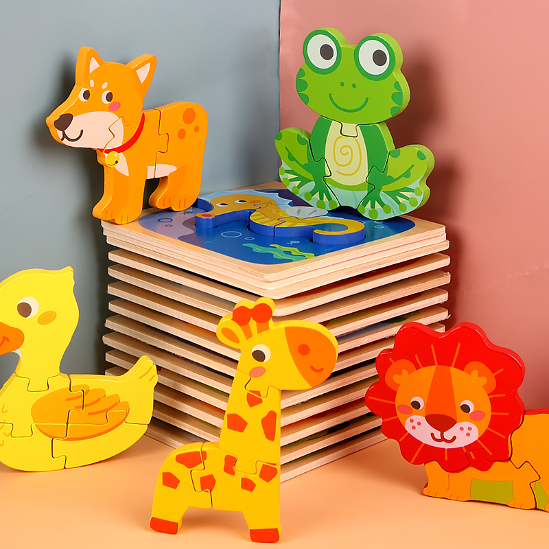 木製パズル漫画動物認知ジグソーパズルモンテッソーリ木製おもち - Kids Toys Store のレビューと価格