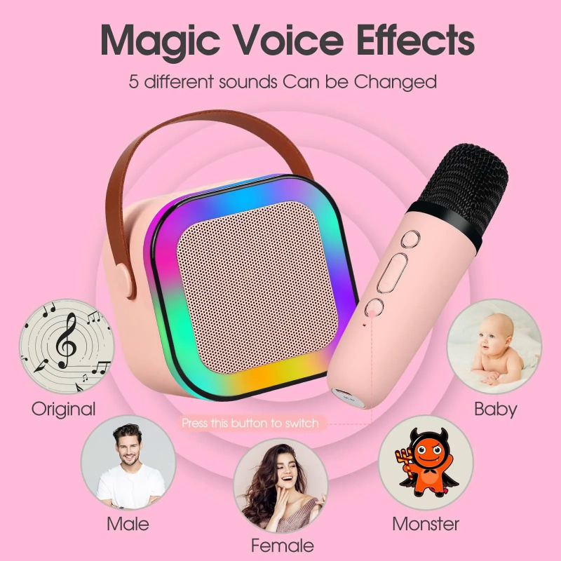 ワイヤレスカラオケマシンK12,ポータブルミニマイク,Blu - Kids Microphone Karaoke のレビューと価格