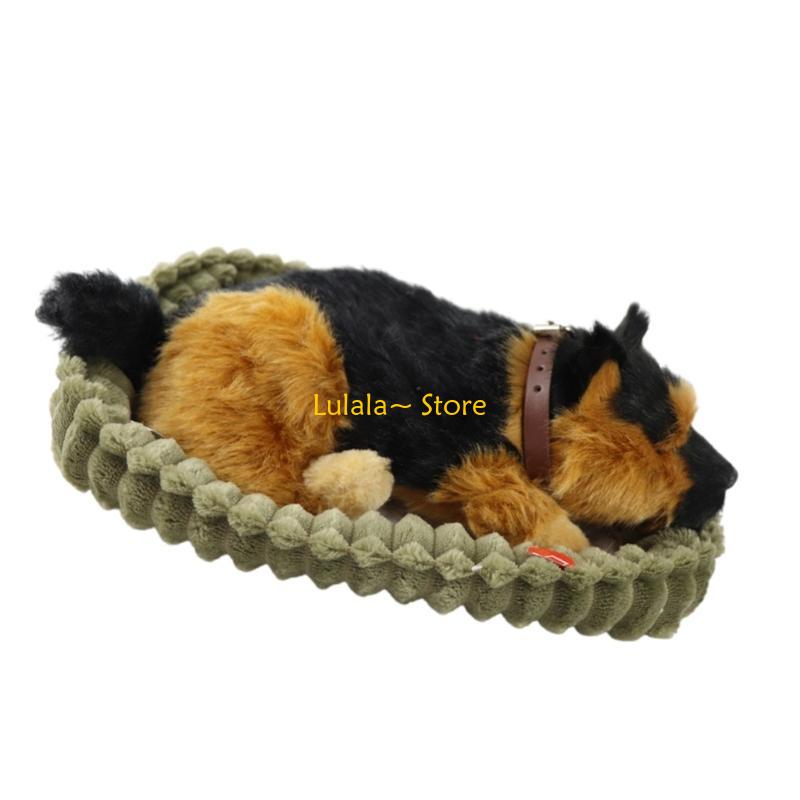 Y4QA リアルな犬の睡眠ぬいぐるみオーナメント呼吸毛皮のよ - Kids Toys Dog のレビューと価格
