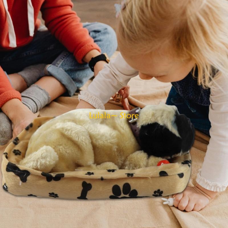 Y4QA リアルな犬の睡眠ぬいぐるみオーナメント呼吸毛皮のよ - Kids Toys Dog のレビューと価格
