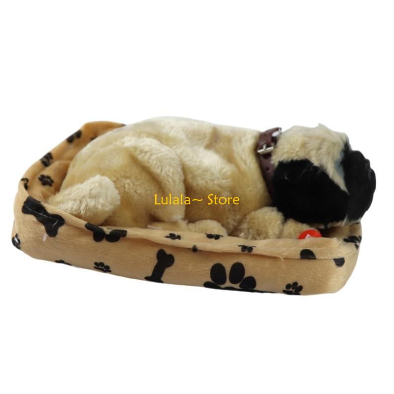 Y4QA リアルな犬の睡眠ぬいぐるみオーナメント呼吸毛皮のよ - Kids Toys Dog のレビューと価格